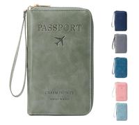 Générique Summer Simple Plain Passport Cases Back to School, Travel Wallet, Multi-Functional Zipper Travel Card Holder, for School,Travel,Outdoor (Green)
