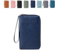 Générique Summer Simple Solid Color Passport Holder Back to School, RFID Blocking Card Holder, Multi-Function Zipper Travel Card Holder (Dark Blue)