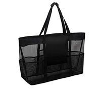 Générique Summer Transparent Waterproof Large-Capacity Beach Sac en treillis à grande capacité respirant plusieurs poches multiples sac de rangement for la plage Pique-nique voyage(Sky Blue)