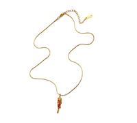 Générique Summers Jewelry Collier pendentif poisson émaillé rouge robuste en acier inoxydable plaqué or 18 carats accessoire de mode breloque poisson émaillé rouge