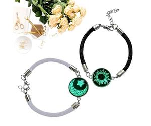 Générique Sun Moon Bracelets, Beaded Bracelets for Women, Comfortable Glow In The Dark Wrist Charm, 7 Inches Handmade Bracelet with Elastic Fit, Durable Beads Jewelry with Unique Charm