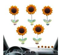 Générique Sunflower Dashboard Ornaments - 5PCS Dancing Flower Set, Cute Vibrant Potted Decor, Spring Style Accessory Enhanced Charm | Auto Dashboard Interior Decoration Gift Car Styling