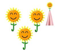 Générique Sunflower Wall Hook - Fun Retractable Flower Decorative Wall Hooks - Self Adhesive Waterproof Towel & Key Hanger for Bathroom, Kitchen & Bedroom Decor (3)