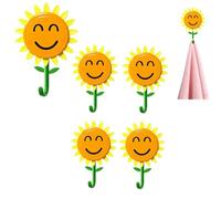 Générique Sunflower Wall Hook - Fun Retractable Flower Decorative Wall Hooks - Self Adhesive Waterproof Towel & Key Hanger for Bathroom, Kitchen & Bedroom Decor (5)