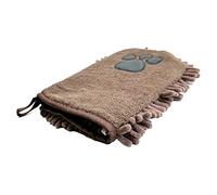 Générique Super Absorbent Dog Towel - Paw Pattern Design | 40 inch Large Microfiber Drying Towel with Matching Mitts | Soft Pet Grooming Towels for Puppies Dogs Home Beach Outdoor 2 Pack Grey