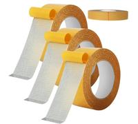 Générique Super Sticky Resistente Clear Tape Double Sided - 3 Roll Cloth Tape, Durable and Leaves No Residue After Removal with Fiberglass Mesh, Universal High Tack Strong Wall Adhesive (2CM)