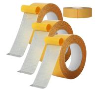 Générique Super Sticky Resistente Clear Tape Double Sided - 3 Roll Cloth Tape, Durable and Leaves No Residue After Removal with Fiberglass Mesh, Universal High Tack Strong Wall Adhesive (3CM)