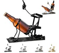 Générique Support à Bouteilles de et de vin en Forme de tête de Mort, présentoir à Boissons Style Steampunk, décoration de Bar Amusante en métal, pour Whisky, bière, décoration d'halloween (Noir)