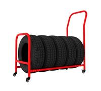 Générique Support À Pneus,Chariot Rangement Pneus Mobile À 360°,présentoir À Pneus Voiture en Acier,for Atelier Réparation,Garage,Atelier Et Magasin(Red)