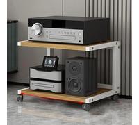 Générique Support Audio réglable à roulettes - Meuble multimédia pour Lecteur CD/DVD, chaîne Hi-FI, Support pour Platine Vinyle, Solution de Rangement multimédia, Design Moderne (Blanc)