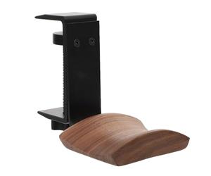 Générique Support Casque Audio Protège Écouteurs des Dommages en Bois et Métal Noir Plateau de Rangement pour Bureau et Maison