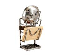 Générique Support Couvercles - 23x19cm Organisateur Cuisine | Plateau Égouttoir Amovible - Rangement Multi-Usage Couvercles, Louche, Ustensiles | Comptoir Cuisine Maison