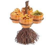 Générique Support de bol à collation d'Halloween, Bol à collation à la citrouille et balai, Plateau de service pour pâtisseries, apéritifs et friandises de vacances, fournitures de fête d'Halloween