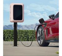 Générique Support de borne de Recharge pour véhicule électrique. Socle en Acier avec boîtier de Protection, borne de Recharge extérieure au Sol (Rose et Noir) - Durable et élégant.