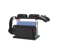 Générique Support de bureau console pour Switch2, support de rangement pour chargeur de manette et casque d'écoute, support de cartes de jeu avec lumière RVB