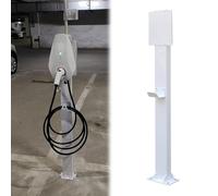 Générique Support de câble de Recharge pour véhicule électrique en métal Durable - Socle de Fixation au Sol sans perçage pour Garage/Maison - Colonne de Station de Recharge sécurisée (Blanc)