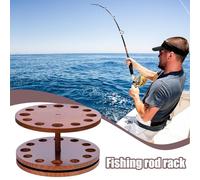 Générique Support De Canne À Pêche, Solution À Grand Intervalle, 30x30x17,5 Cm, Support De Rangement Rond En Bois, Supports De Canne À Pêche Verticaux, Large Utilisation, Pour Garage