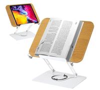 Générique Support De Livre - Porte-Livre Réglable - Support De pour La Lecture, Supports De avec Base Pivotante À 360, Bois Et Aluminium pour Ordinateur Portable, Magazines, Manuels, Recettes,