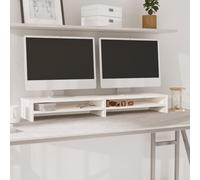 Générique Support de Moniteur Blanc 100x24x13 cm Bois de pin Solide,Meubles TV-813920