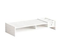 Générique Support de moniteur double couche en bois, support de moniteur avec petit compartiment de rangement pour stylos, organisateur de bureau pour ordinateur, imprimante et clavier