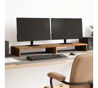 Générique Support de Moniteur Double en Bois d'Ingénierie - Élégant Support d'Écran Rétro Dimensions 100x27x10 cm Capacité 25 kg Design Ergonomique pour Bureau à Domicile