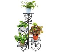 Générique Support de Plantes en métal à 4 Niveaux - Support de jardinière d'extérieur, Supports de Pots de Fleurs d'angle Hauts, étagères de jardinière en Fer forgé à Plusieurs Niveaux, orga