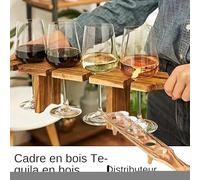 Générique Support De Pour À Shot - Matériau De Haute Qualité, De Service Pour Tequila, 6 À Shot Et De Service | À Boissons En Bois Avec 6, Support En Verre T