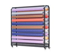 Générique Support De Rangement for Rouleaux De Tissu,20 Tiges for Textiles Commerciaux,Rouleaux De Vinyle for Voiture avec Roue De Frein, for Et L'organisation(16 Rods)