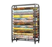 Générique Support De Rangement for Rouleaux De Tissu, Support Mobile À 360° for Rouleaux De Vinyle, Grand Chariot en Fer for Papier Peint Et Film for Fenêtre(10 Rods)