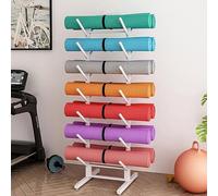 Générique Support de Rangement pour Tapis de Yoga en Acier à 7 Sections, Support Vertical pour Rouleau en Mousse avec Coussinets antidérapants, Bandes de résistance suspendues