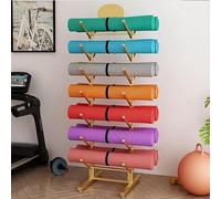 Générique Support de Rangement pour Tapis de Yoga en Acier à 7 Sections, Support Vertical pour Rouleau en Mousse avec Coussinets antidérapants, Bandes de résistance suspendues