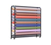 Générique Support De Rangement Réglable Robuste for Rouleaux Tissu, Rouleau Vinyle en Métal avec Tige Suspension 8/10/120/14/16/18 Pièces, Charge 660 LB for Papier Peint Auto-adhésif(10 Rod)