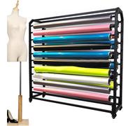 Générique Support de Rangement Robuste pour Rouleaux de Tissu avec roulettes - Réglable de 51 à 77 Pouces, Organiseur Mobile en Acier pour Vinyle, Cuir, Films pour fenêtres et Papier Peint