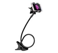 Générique Support de téléphone Portable Flexible en col de Cygne avec Clip pour tête de lit et Table de Chevet - Support de téléphone Flexible - Pince de Montage (Black, 75cm)