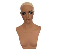 Générique Support de Tête de Mannequin Réaliste pour Buste de Mannequin Féminin Maquillé, Présentoir En PVC pour Chapeaux, Foulards et Accessoires, Idéal pour L, avec épaule
