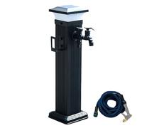 Générique Support de Tuyau d'arrosage autoportant avec Robinet et Lampe Solaire LED - Borne d'arrosage extérieure de 61 cm pour Un arrosage et Un Lavage efficaces - Colonne d'eau Robuste pour Jardin