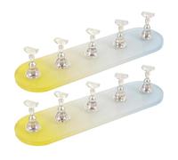 Générique Support D'entraînement pour Ongles en Acrylique Lot de 2 Sets de Sets de 5 Embouts Ovales Dégradé Bleu-jaune, Support Magnétique Long pour Manucure, Présentoir à Faux Ongles