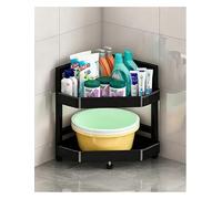 Générique Support d'étagère d'angle Mobile for Salle de Bain, Support de Rangement Triangulaire sur Pied for Salle de Bain, Salon, dortoir d'appartement de Petit Espace(Black,27.5x27.5x64x40cm)
