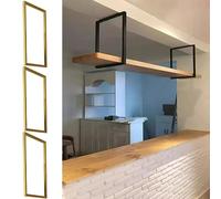 Générique Support d'étagère Tubulaire carré, étagère Suspendue en métal 30 x 50 cm, Support Robuste, Fixation au Plafond avec vis de Montage, doré - Lot de 3