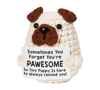 Générique Support Dog Doll, Crochet Plush Toy, Motivational Stuffed Animal with Soft Fabric Build System, Emotional Encouragement Figure with Handmade Design, Comfort Gift Toy for Stress Comfort Use