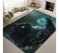 Générique Support en TPR & Autocollants Antidérapants Tapiss - Anime Chat Noir Bulles Animées 80 x 120 cm - Lavable Tapis de Chambre Doux Tapis Poil Court de Salon Chambre Salle a Mang - Noir Bleu