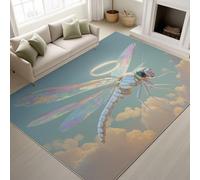Générique Support en TPR & Velcro Tapiss -Esthétique Libellules Halo Nuages 50 cm x 150 cm - Lavable Tapis de Chambre Doux Tapis Poil Court de Salon Chambre Salle a Mang - Blanc