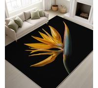 Générique Support en TPR & Velcro Tapiss -Gros Plan Fleurs Fleur Envoûtante 80 cm x 120 cm - Lavable Tapis de Chambre Doux Tapis Poil Court de Salon Chambre Salle a Mang - Noir Or