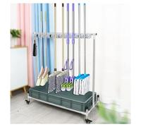 Générique Support Mobile for Vadrouille Et Balai avec Bac De Vidange, Chariot À Outils De Nettoyage Commercial Et Porte-Parapluie for Garage, Jardin Et Écoles(5slots)