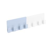 Générique Support Mural Adhésif pour Téléphone Portable 2pcs en Plastique Blanc et Bleu, Porte Téléphone Fonction Chargeur, pour Chambre Cuisine