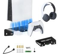 Générique Support mural console pour PS5 Slim, Support mural de rangement pour console de jeux Support pour manette de jeu Crochet de suspension pour casque d'écoute Support mural