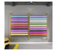 Générique Support Mural de Stockage de Rouleau de Tissu en métal avec Tige de Suspension réglable, Support de Vinyle de Voiture de 12/24 Rouleaux(Gold,Can Hang 12 Rolls)