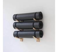 Générique Support Mural pour Tapis de Yoga, Étagère Multifonctionnelle en Bois pour Équipement de Fitness, Espacement de 17cm, pour la Maison, L'école, Le Studio et Le Gymnase-3 Tier