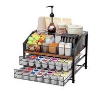 Générique Support pour dosettes de café pour Plan de Travail, Grand Tiroir en Bois et Métal, Organisateur de Bar à café, pour Plan de Travail Cuisine, Meuble, Bar, réfrigérateur, Mur
