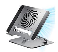 Générique Support pour Ordinateur,avec Ventilateur et Hauteur Ajustable | Support Pliable en Métal pour PC Portable,pour Tablette, Notebook, Lit, Table, Canapé, Bureau, Maison, Voyage,